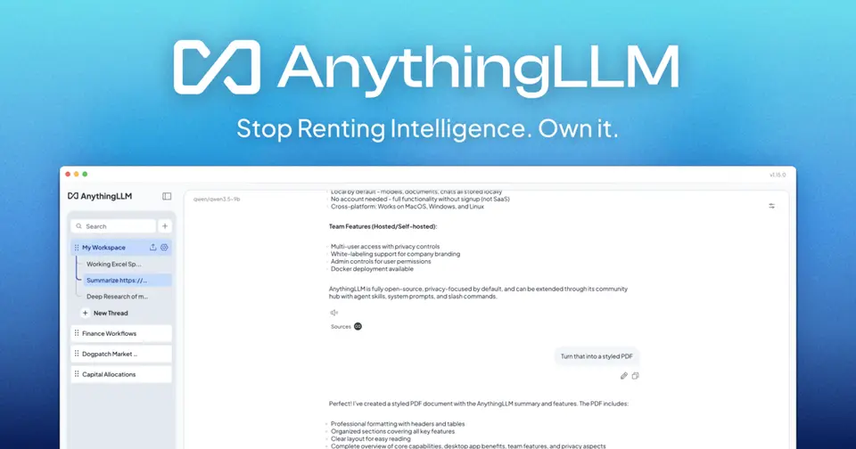 AnythingLLM, as pictured on anythingllm.com