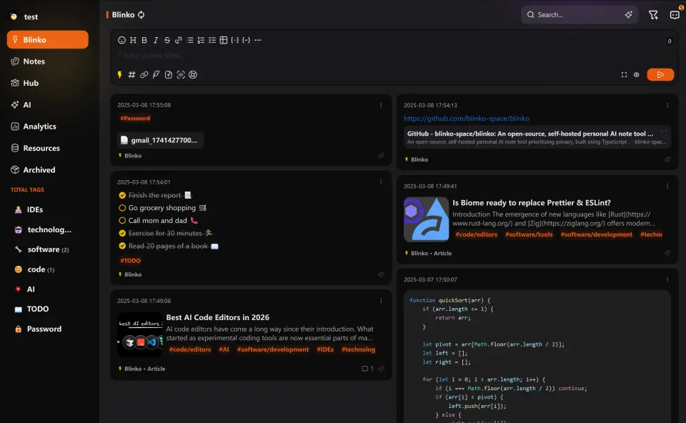 Blinko, as pictured on blinko.space