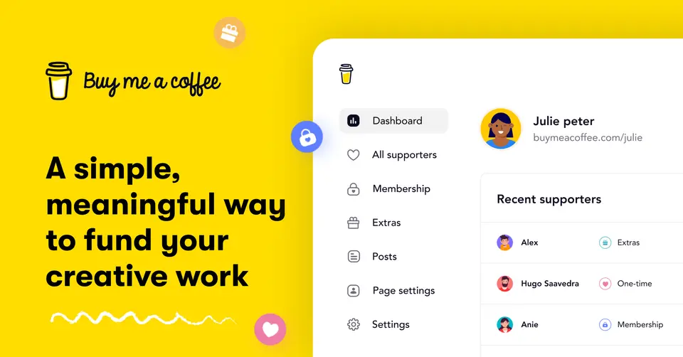Buy Me a Coffee, as pictured on buymeacoffee.com