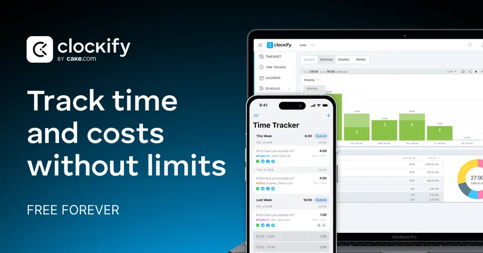 Clockify, as pictured on clockify.me