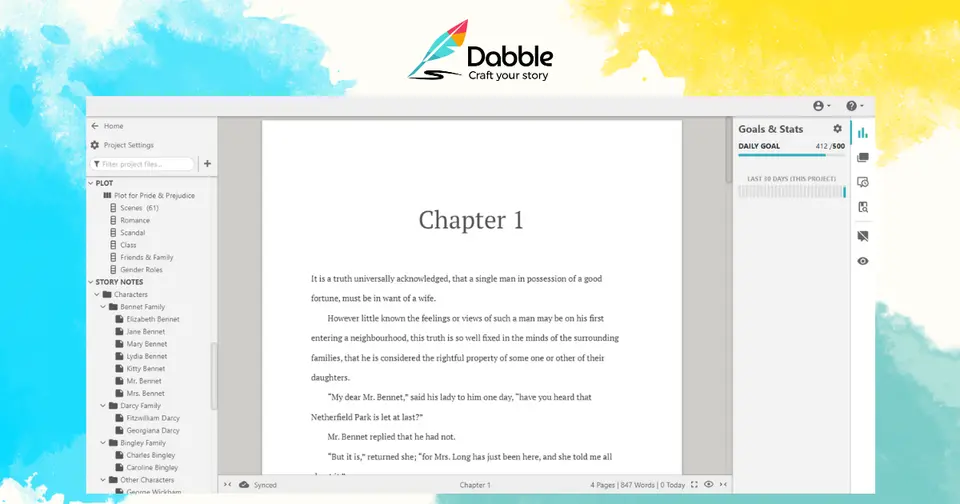 Dabble, as pictured on dabblewriter.com