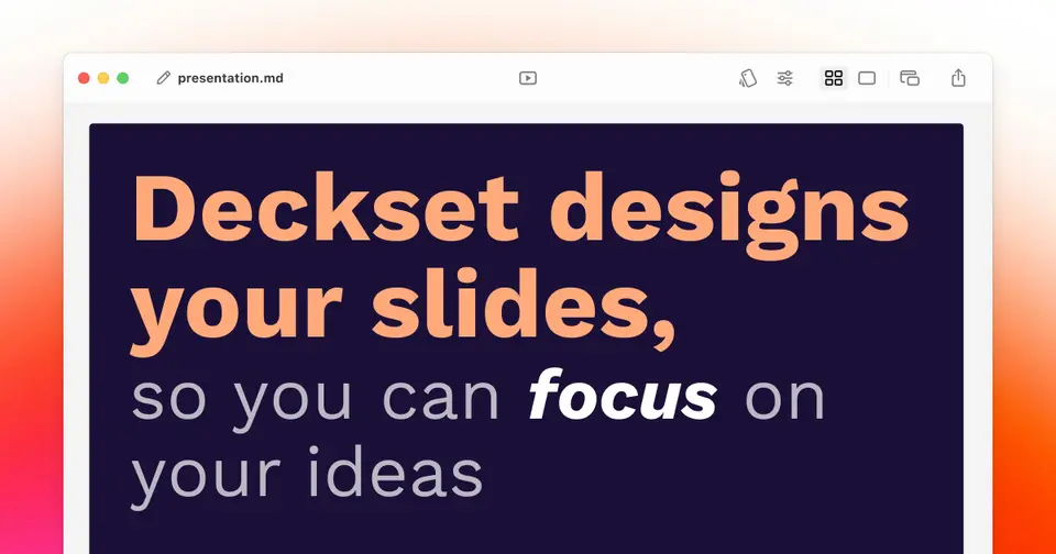 Deckset, as pictured on deckset.com