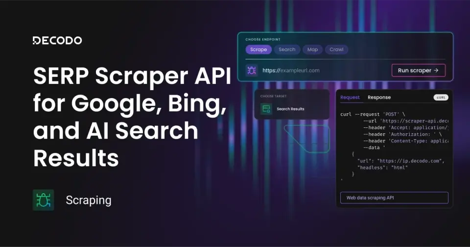 Decodo SERP Scraping API, as pictured on decodo.com