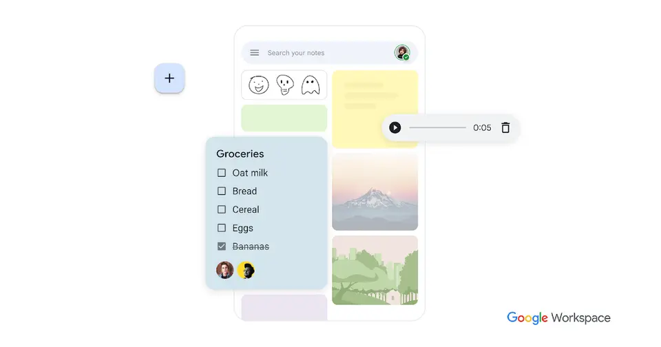 Google Keep, as pictured on workspace.google.com