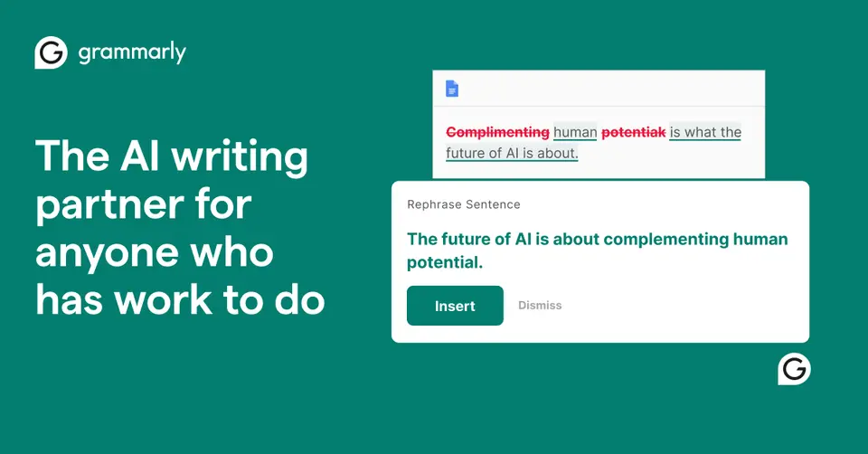 Grammarly, as pictured on grammarly.com