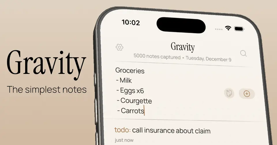 Gravity, as pictured on gravitynotes.app