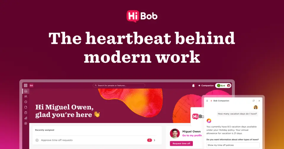 HiBob, as pictured on hibob.com