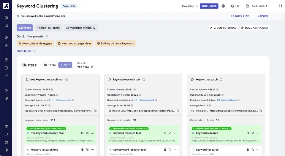 Keyword Insights, as pictured on keywordinsights.ai