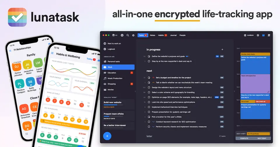 Lunatask, as pictured on lunatask.app