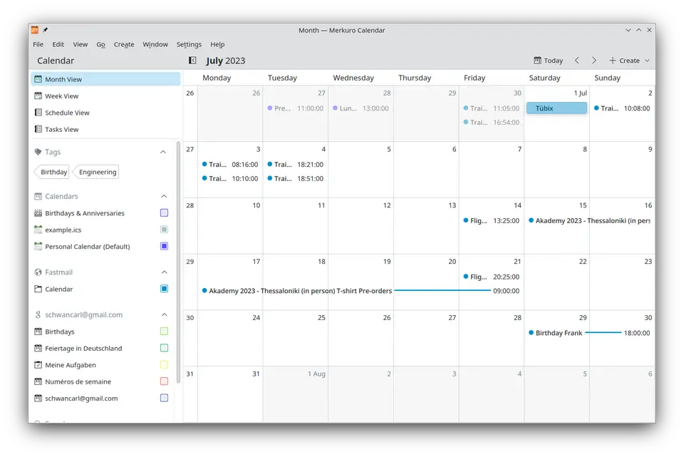 Merkuro Calendar, as pictured on apps.kde.org