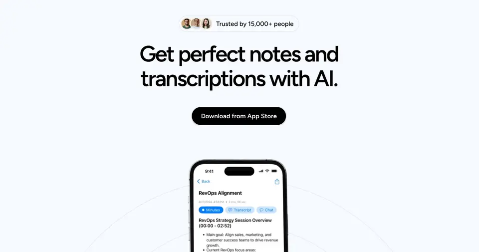 Minutes AI, as pictured on myminutes.ai