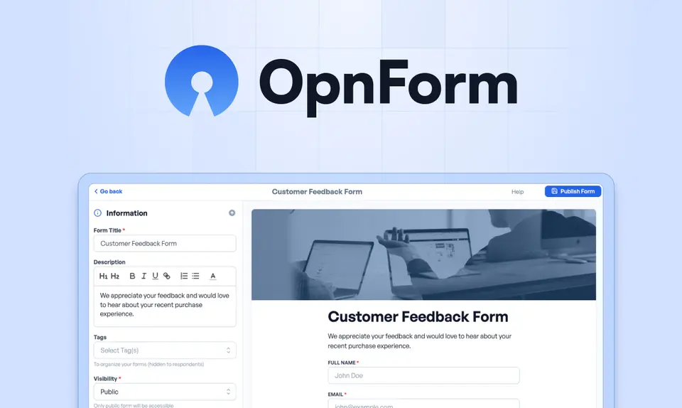 OpnForm, as pictured on opnform.com