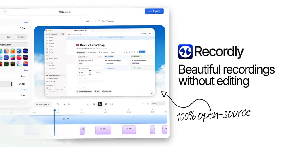 Recordly, as pictured on recordly.dev