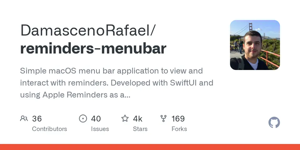 Reminders MenuBar, as pictured on github.com
