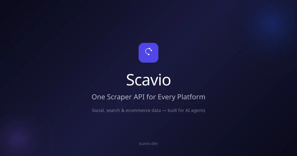 Scavio, as pictured on scavio.dev