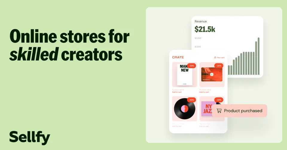 Sellfy, as pictured on sellfy.com