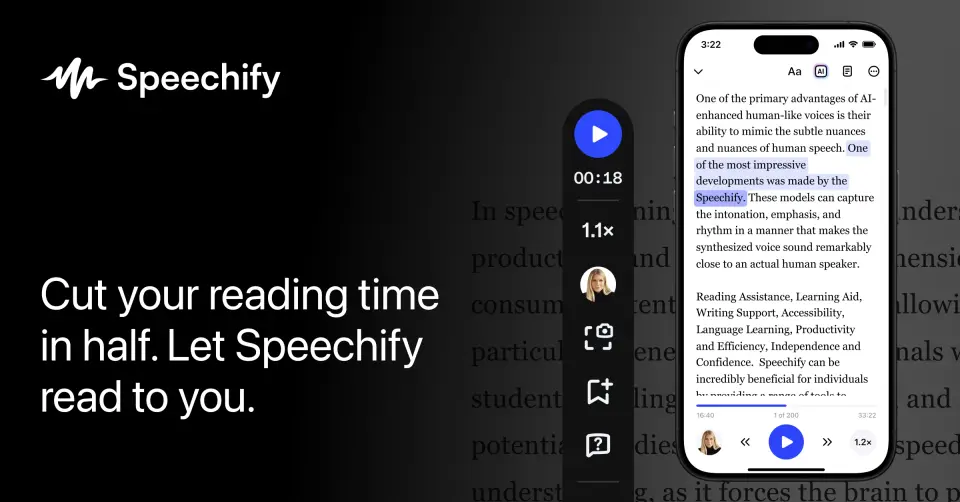 Speechify, as pictured on speechify.com