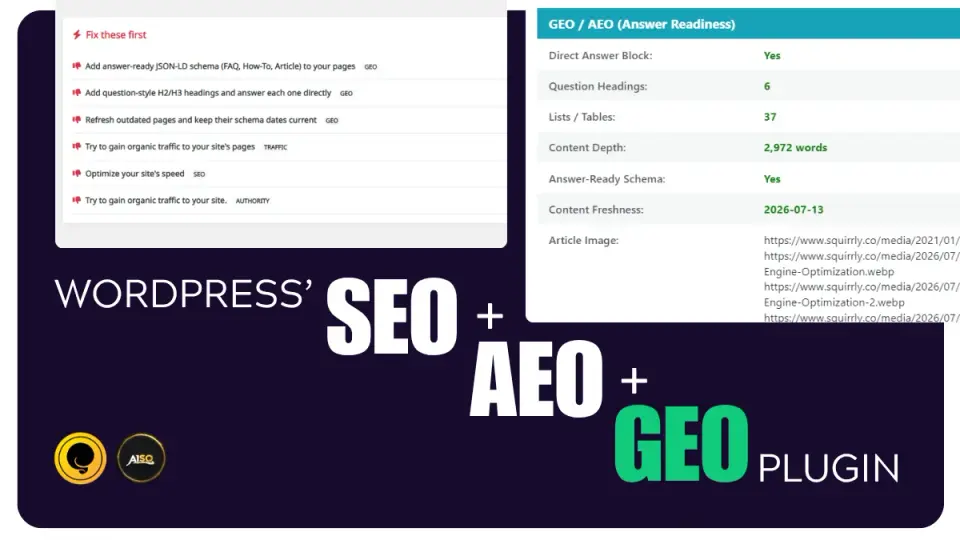 Squirrly SEO, as pictured on plugin.squirrly.co