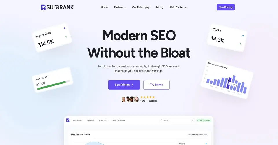 SureRank SEO, as pictured on surerank.com