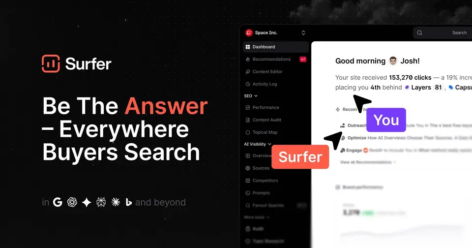 Surfer, as pictured on surferseo.com