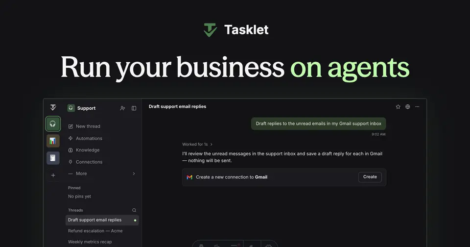 Tasklet, as pictured on tasklet.ai