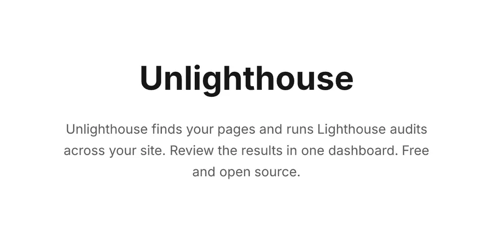 Unlighthouse, as pictured on unlighthouse.dev