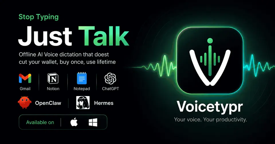 Voicetypr, as pictured on voicetypr.com