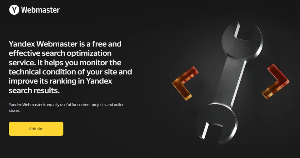 Yandex Webmaster, as pictured on webmaster.yandex.com