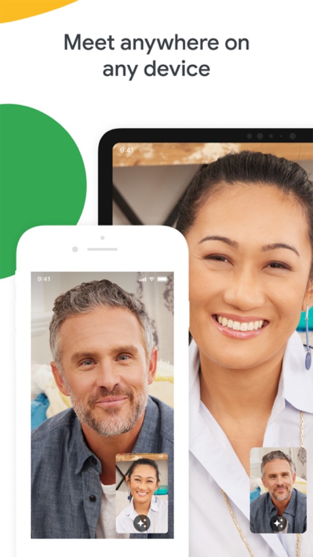 Google Meet on an iPhone and an iPad: a one-to-one video call.