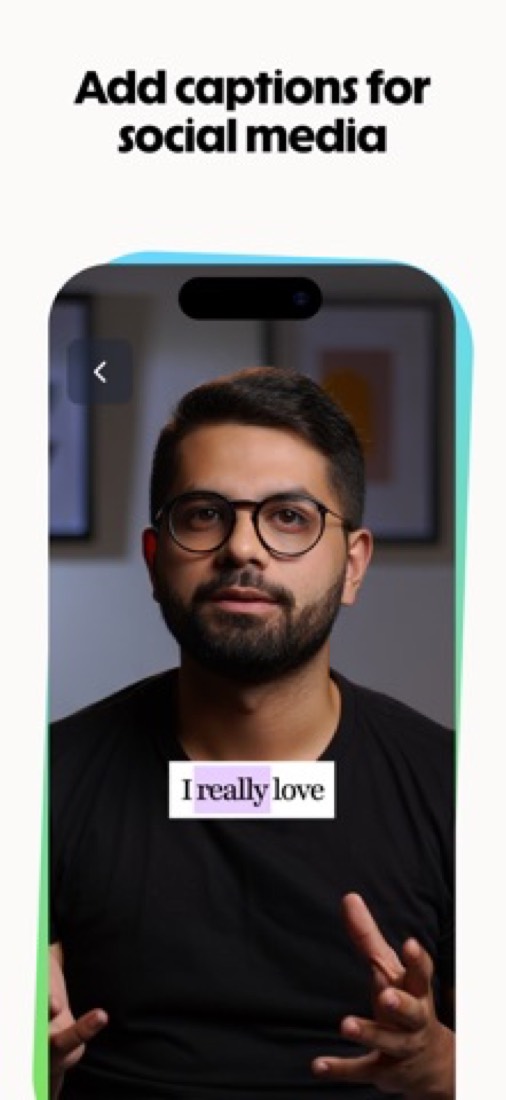 HeyGen on an iPhone: captions on a talking-head video.