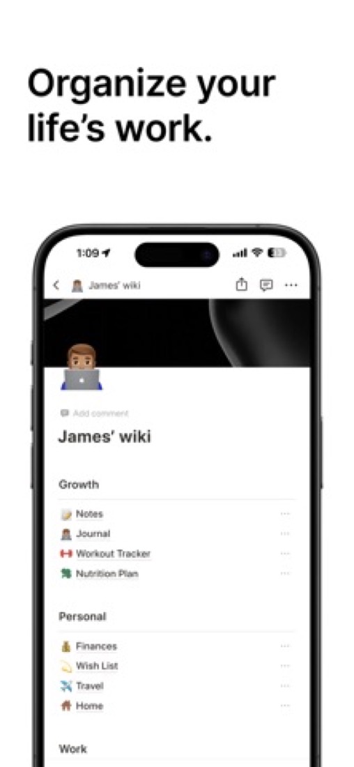 Notion on an iPhone: a personal wiki.