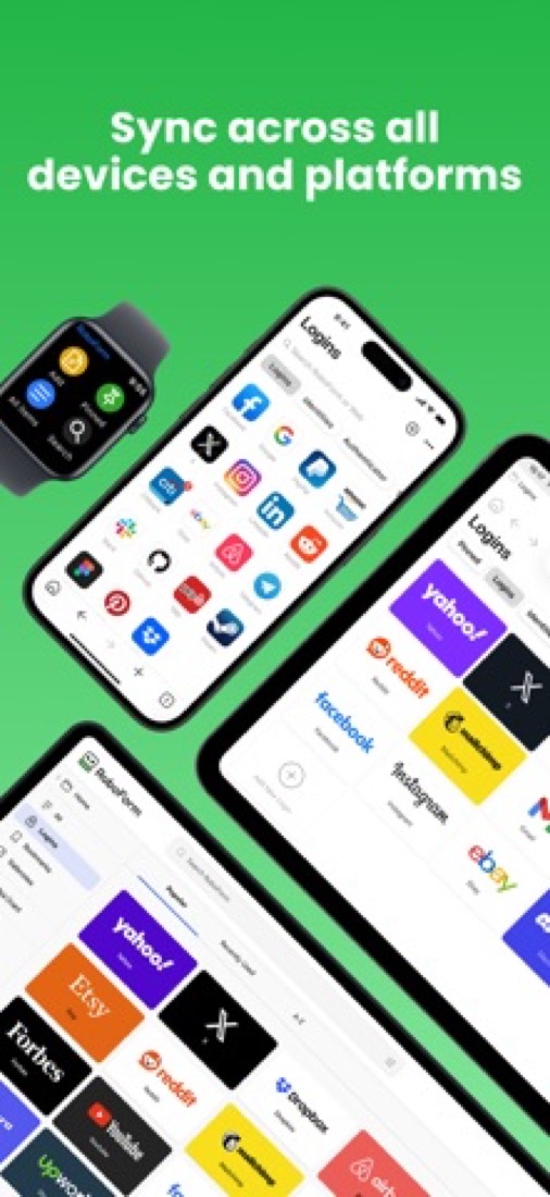 RoboForm on an Apple Watch, an iPhone, an iPad and a desktop.