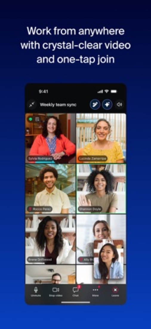 Zoom Workplace on an iPhone: a team meeting with everyone on video.